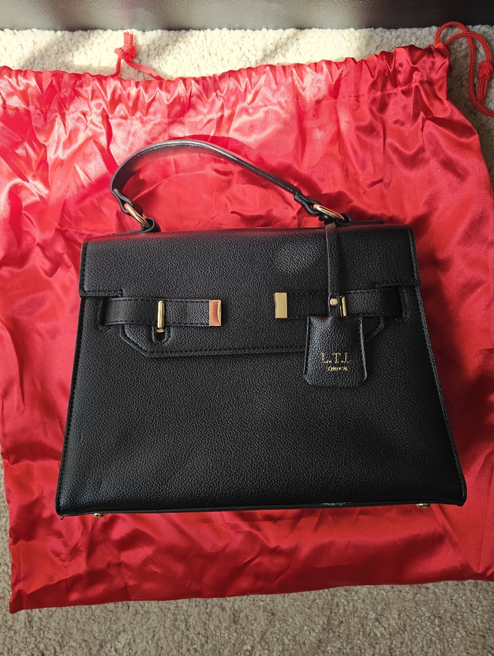 Faux Leather Top Handle Bag